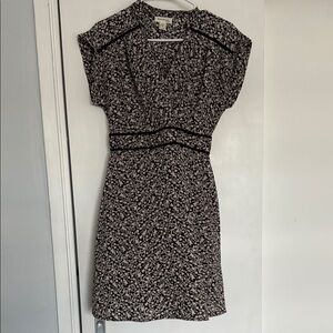 Black and White Sheath Mini Dress with Flutter Cap Sleeves